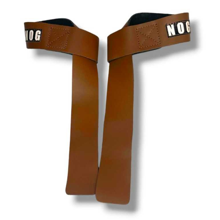 Strap Fita Barra Pulso Musculação Bodybuilding marrom couro