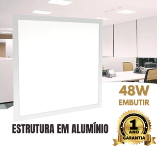 Plafon Embutir Painel Led 62x62 48w Quadrado Br Frio 6000k