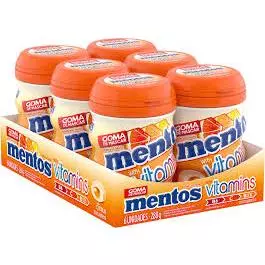 Kit Chiclete Mentos 6x48g Garrafinha Vitamins