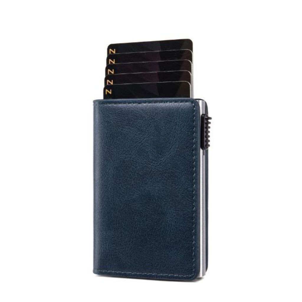 Fibra De Carbono Titular Do CartãO Carteiras Homens Marca Rfid Preto Magia Trifold Couro Fino