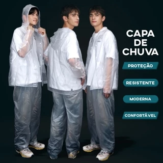 Capa de chuva adulto masculina feminina com capuz de PVC impermeável Cp51-SKU em Oferta na Shopee