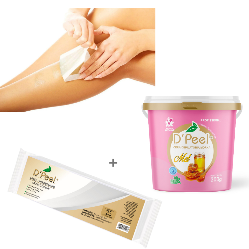 Kit Cera Quente Chocolate Branco Dpeel 300 g Hidrossolúvel