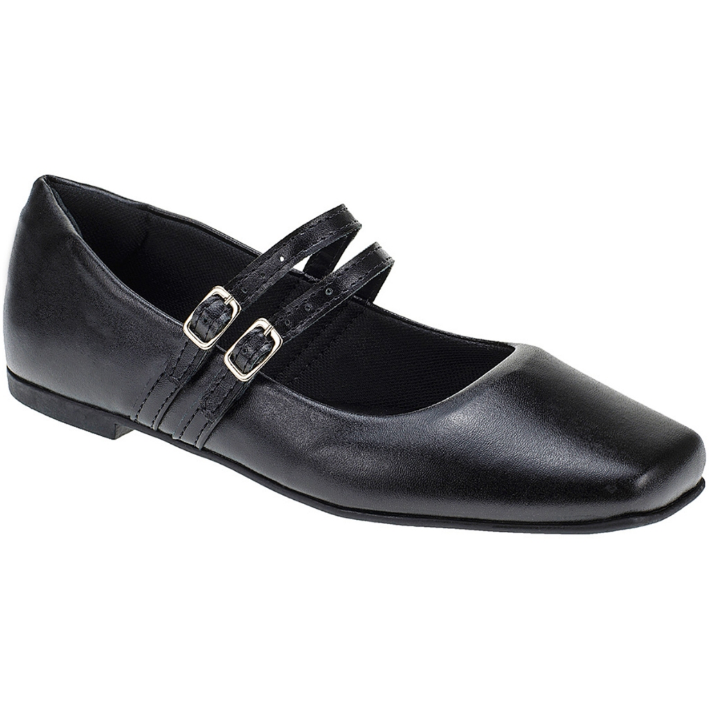 Sapato Feminino Boneca Mary Jane Sapatilha Elegante Bico Quadrado Mocassim Loafer Confortável 190