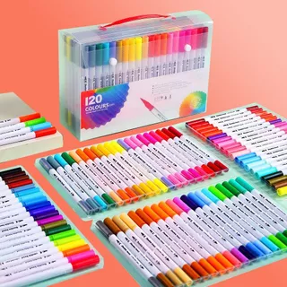 Kit Brush Pen Caneta Duas Pontas Dupla Pincel Fineliner