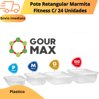 Pote Retangular Marmita Fitness C/ 24 Unidades