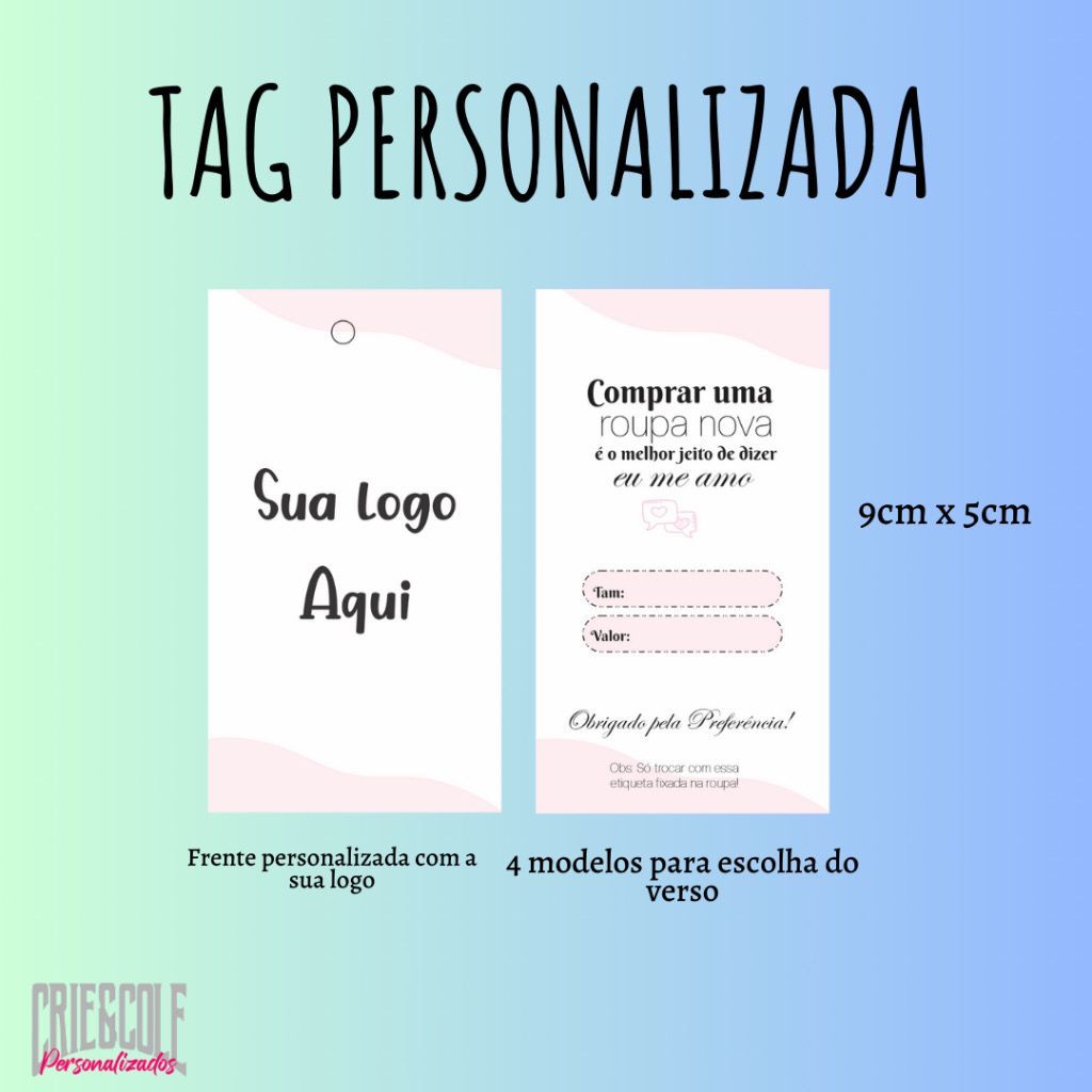 120 unidades- Tags personalizadas para roupa. | Shopee Brasil