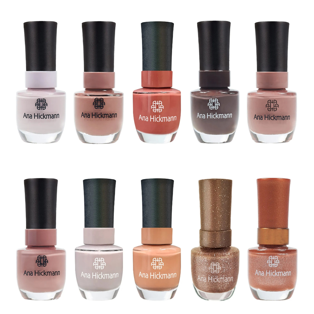 Kit Esmalte Ana Hickmann 10 Tons de Nude Marrom Cremoso 9ml | Shopee Brasil