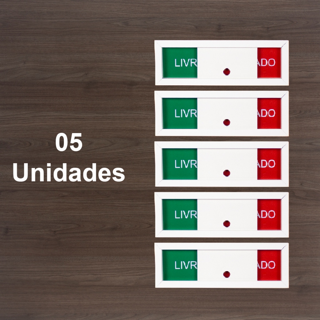 Placa Sinalização Porta Livre Ocupado Sala Reunião -Kit 5und