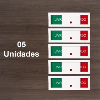 Placa Sinalização Porta Livre Ocupado Sala Reunião -Kit 5und