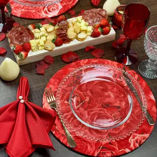 Kit Sousplat Completo Dia Dos Namorados Jantar Romântico Amor 2 Lugares