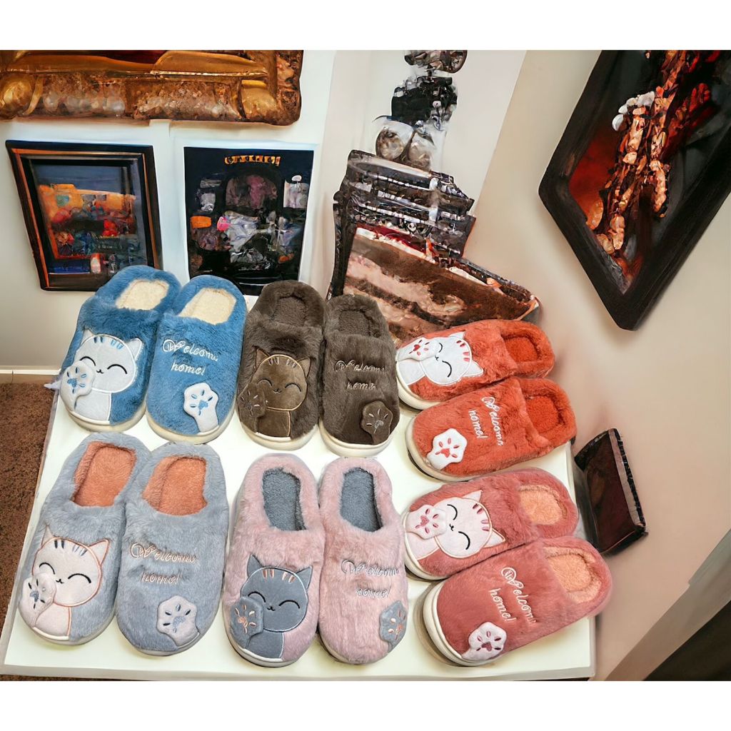 Chinelo Pantufa Adulto Feminina Gato Peludo Nono Lançamento