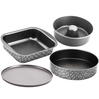 Kit De Assadeiras Antiaderentes 4 Peças Pizza, assadeira, forma redonda e forma bolo cone