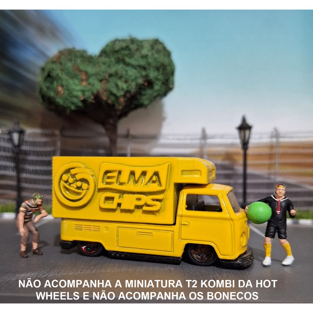 Carroceria Elma Chips Impressa em Resina 3D - para Kombi T2 da Hot Wheels escala 1/64 - COM Pintura