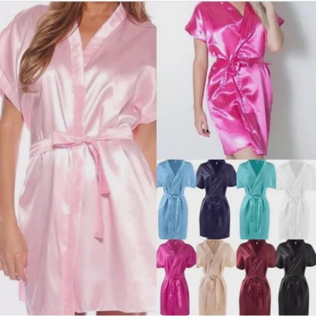 9 ROBE CETIM ROSE ROUPAO SEM BORDADO / ROBI / HOBBY | Shopee Brasil