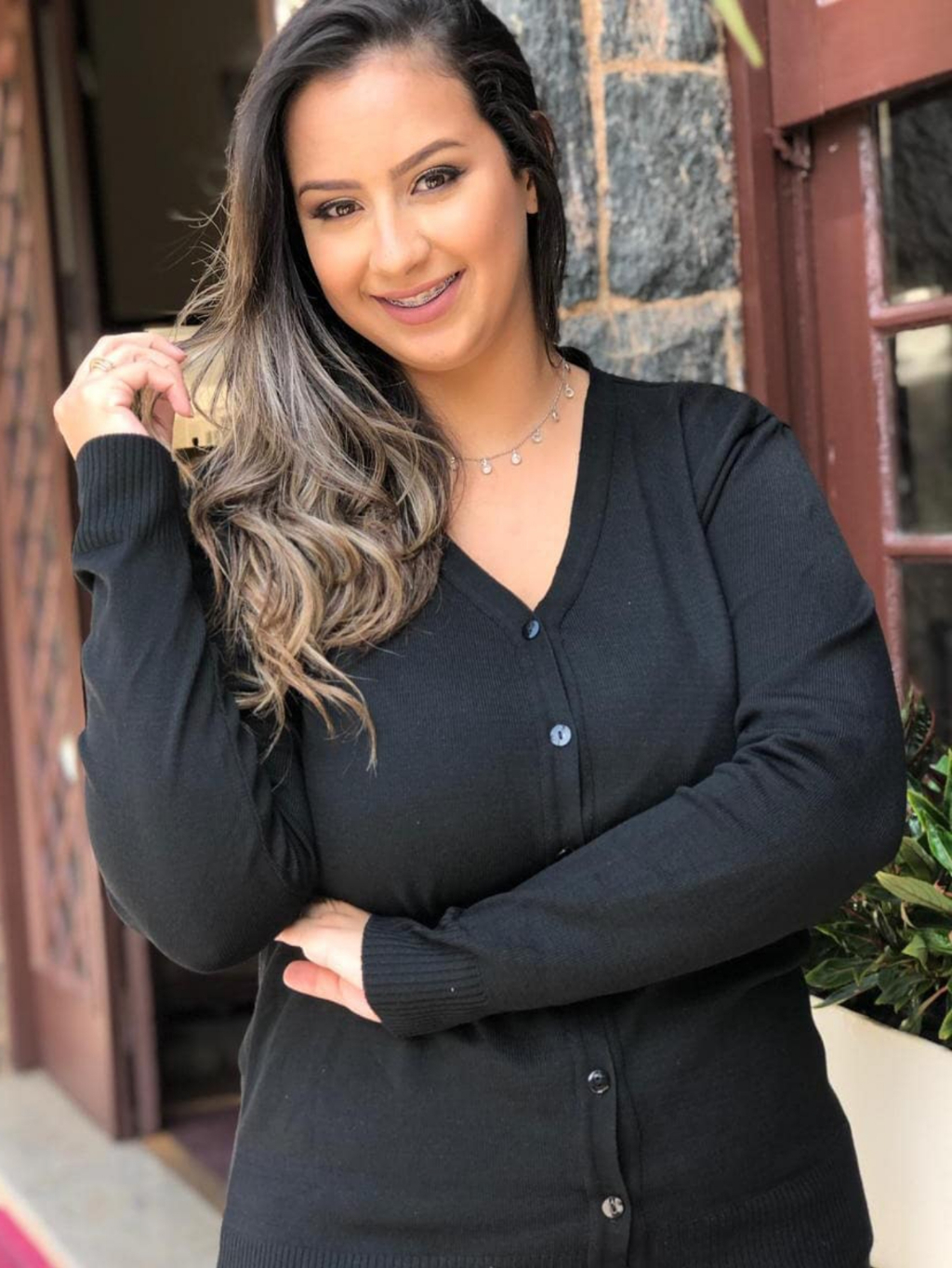 casaco de tricô cardigan plus size feminino de frio liso básica