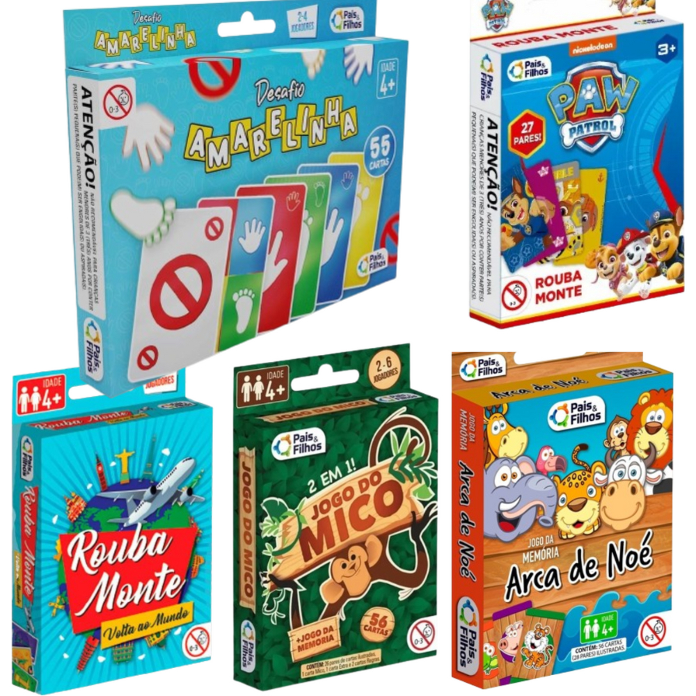 Kit 10 Jogo de Cartas Infantil Arca + Rouba Monte + Mico + Capitais do ...