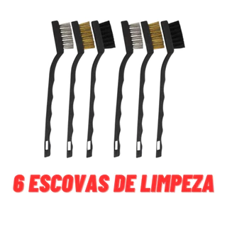 Kit 2 Conjuntos de Escovas de Aço Multiuso Kit 6 Peças - Material Aço - Latão - Nylon Grelha Fogão