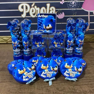 kit Sonic personalizado 10 caixas 10 tubetes 10 latinhas