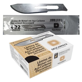 Lamina Bisturi Descartável Aço Carbono Descarpack 100un Tamanhos