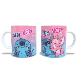 Caneca Personalizada Stitch Lilo Disney - Romântico, Com Café Sem Café, Ohana (vários modelos)