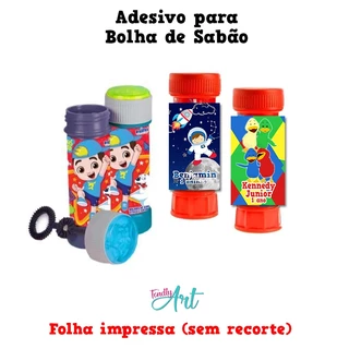 Rótulo Adesivo para bolha de sabão - Folha impressa SEM recorte (Qualquer tema)