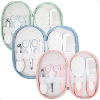 Kit Higiene Cuidados Bebê Escova, Pente, Tesoura E Cortador + Bag Completo