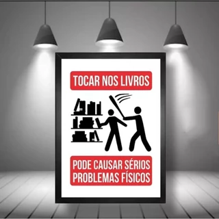 Placa Quadro Decorativo Não toque Nos Livros Decoração Coleção livros Quarto Sala