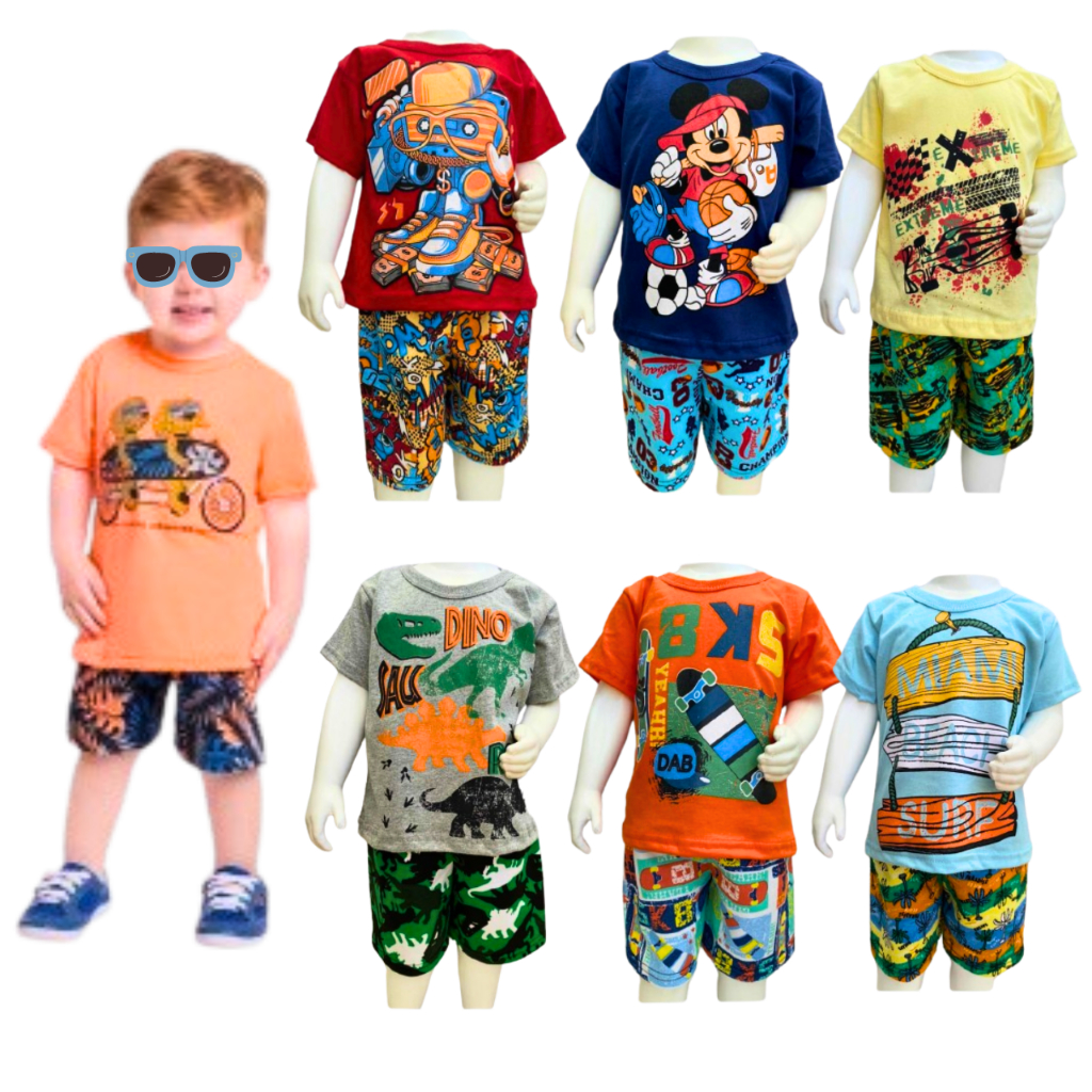 Kit Conjunto Roupa Infantil Menino 10 pecas 5 conjuntos 1,2,3,4,5 anos ...