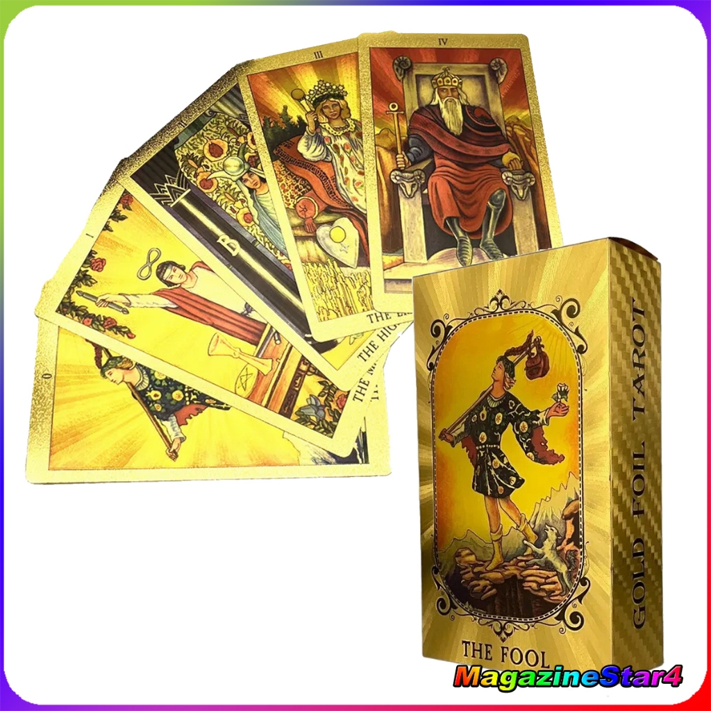 Cartas de Tarô Folha de Ouro Dourado Brilhante - Gold Foil Tarot Deck ...