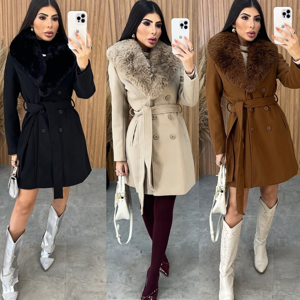 Blusa feminina sobretudo lã batida casaco jaqueta