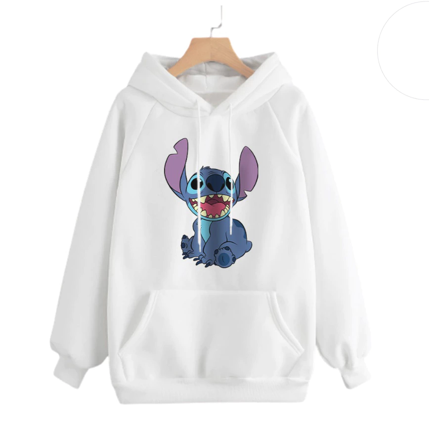 Moletom Plus Size Unissex Com Capuz Stitch Algodão Feliz 2025