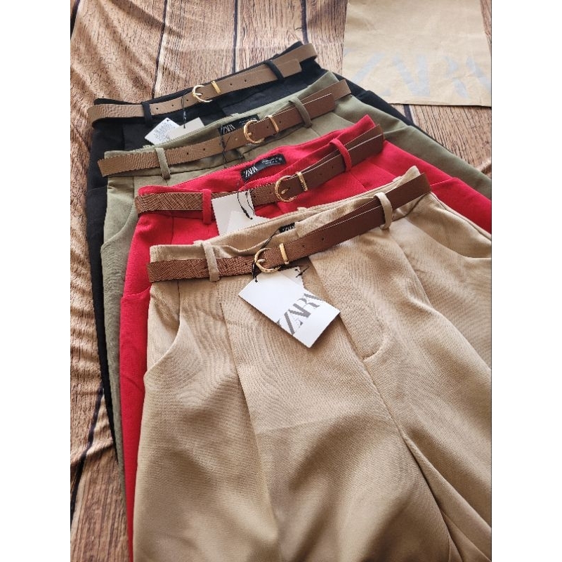 Calça alfaiataria com cinto zara