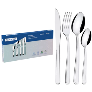 Jogo de Talher Faqueiro 24 Peças Inox Búzios Original - Tramontina