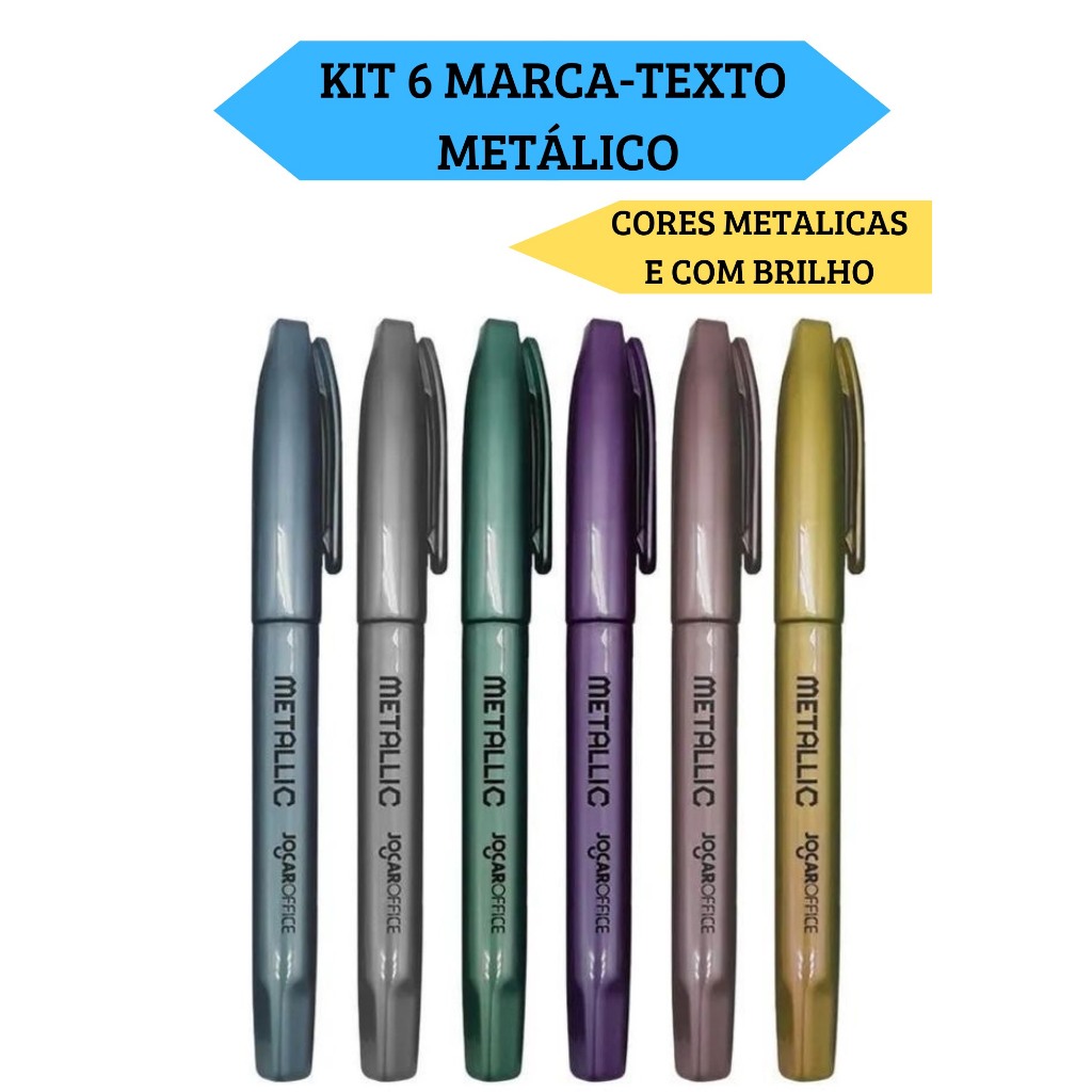 Kit 6 Marca Texto Slim Metálico | Shopee Brasil