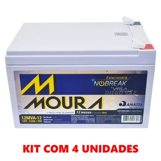 Kit 4 Baterias Moura VRLA Nobreak 12Ah 12V 12MVA-12