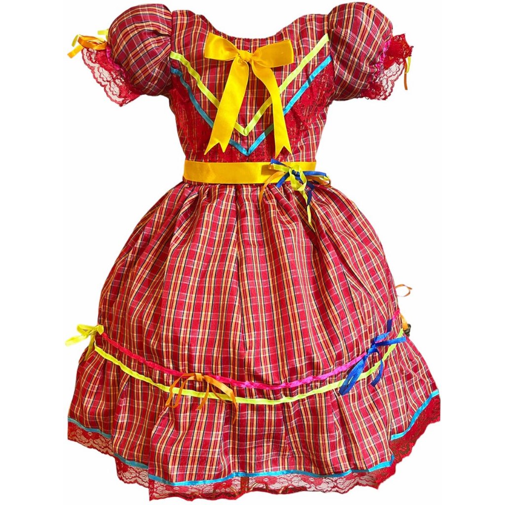 Vestido Festa Junina São João Caipira Infantil Criança Barato Xadrez ...