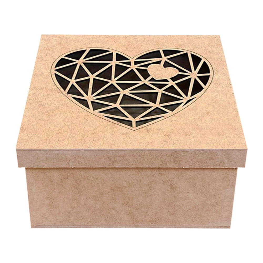 Caixa Presente Dia Dos Namorados 20x20x10 Tampa Sapato Mdf Cru