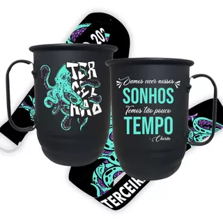 Caneca terceirão alumínio 500MLcom tirante 4cm Polvo Frase Charlie Brown Jr