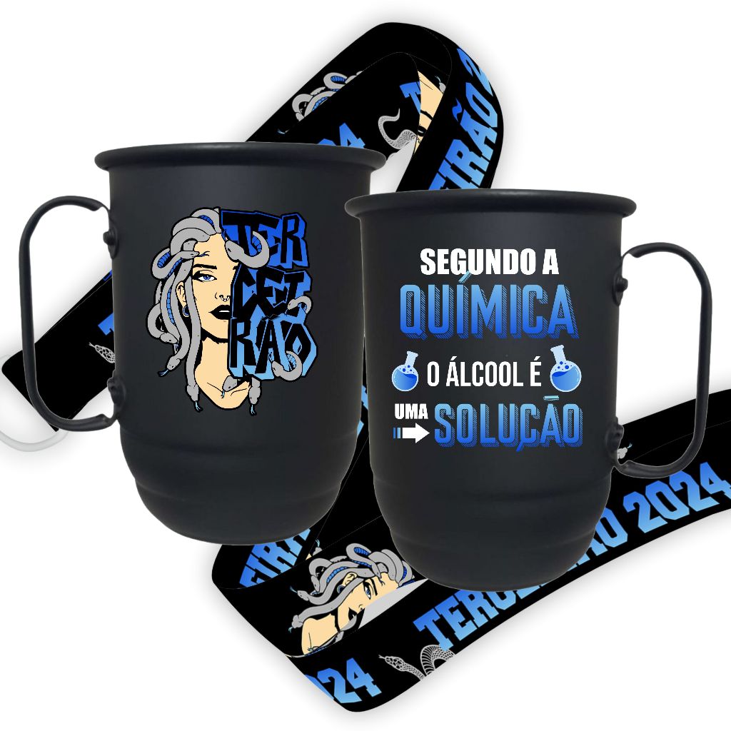 Caneca alumínio 500ML com tirante 40mm Personalizado Terceirão Medusa