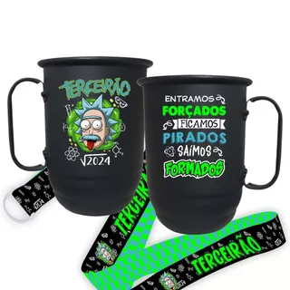 Caneca terceirao alumínio Rick And Morty 500ML com tirante 4cm Personalizado