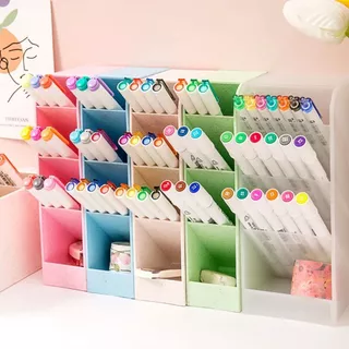 Organizador De Mesa Porta Lápis Caneta Multiuso Vários Cores 4 Divisórias