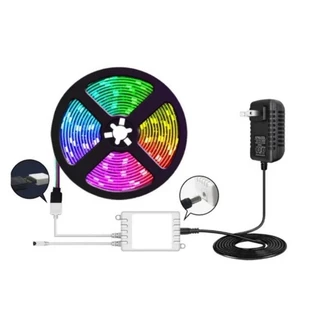 Fita de LED 2835 RGB Multicolorida 300 LED 5M 12V IP65 COM Controle Remoto e Fonte Inclusos