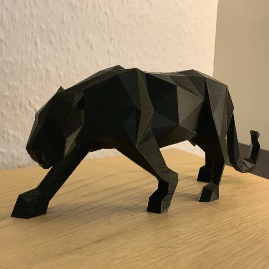 Estátua Decorativa Pantera Geométrica Low Poly