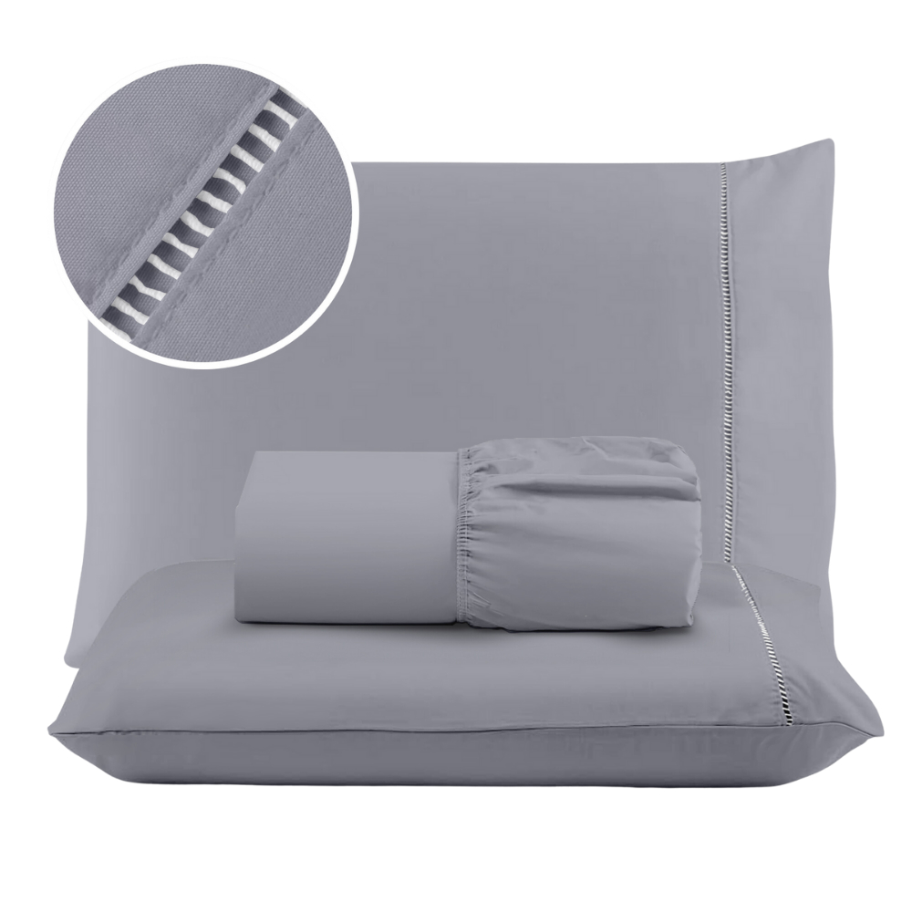 Jogo de Lençol Cama 400 Fios Micropercal Ponto Palito