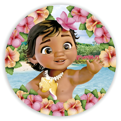 painel-festa-infantil-redondo-moana-baby-concha-floral-arco-suporte