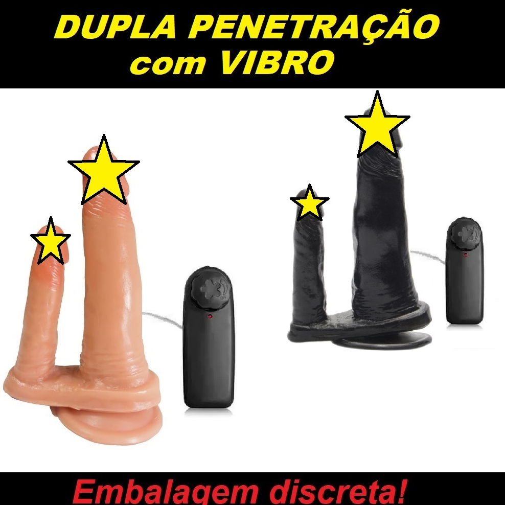 Protese dupla penetração Pênis pau de borracha companheiro com vibrador e  ventosa