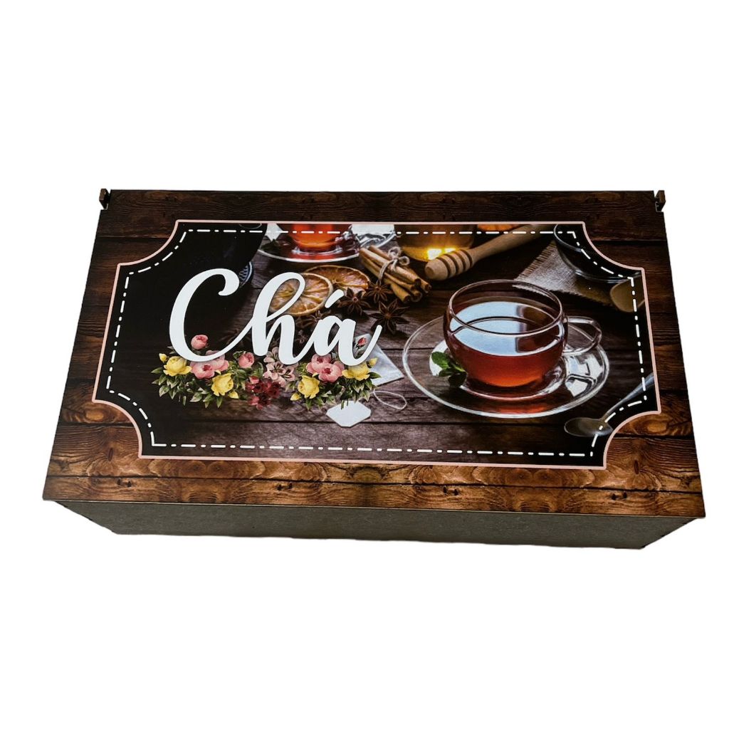 caixa organizadora para chá mdf 8 div adesivado