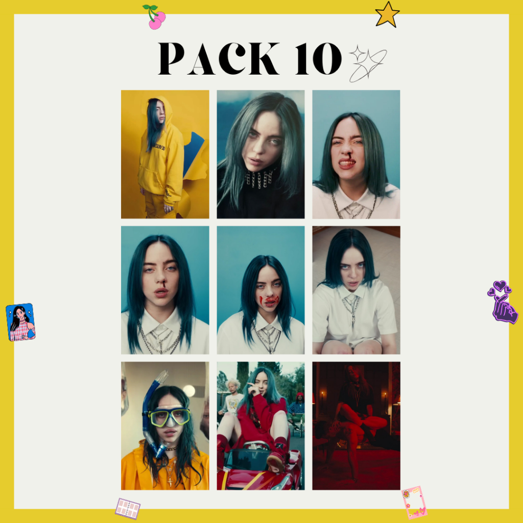 Photocard Billie Eilish - PACK COM 9 UNIDADES (laminado ou