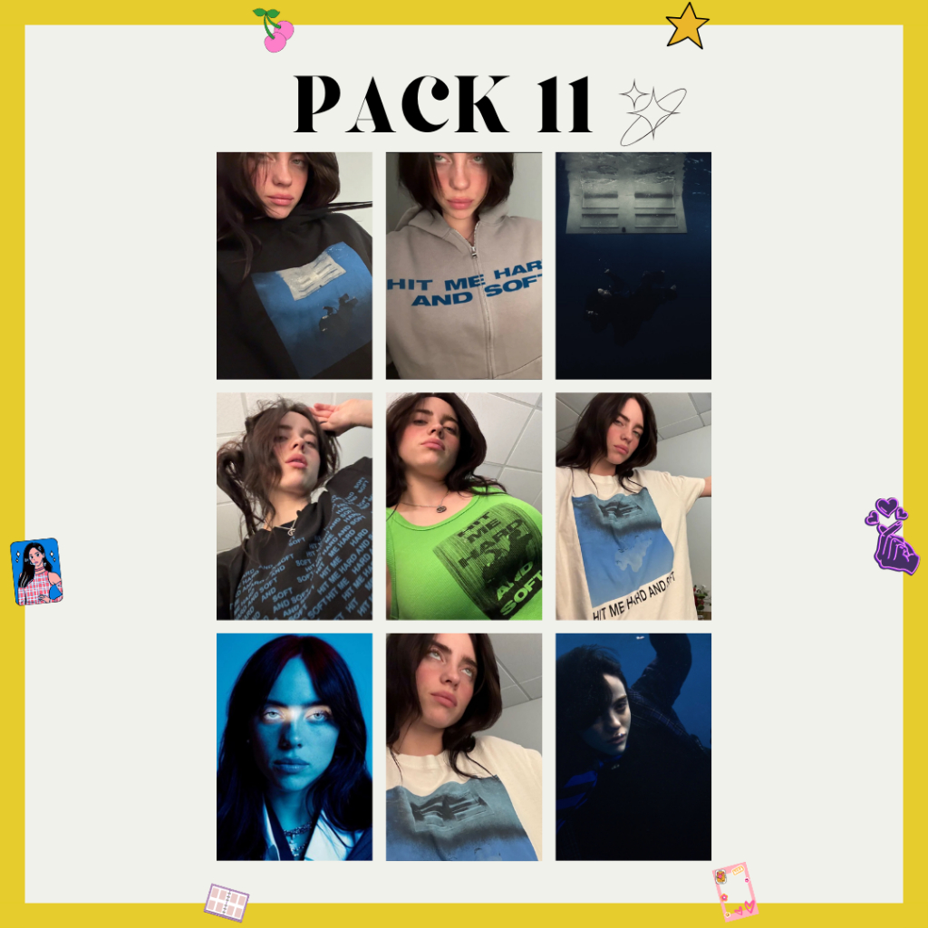 Photocard Billie Eilish - PACK COM 9 UNIDADES (laminado ou