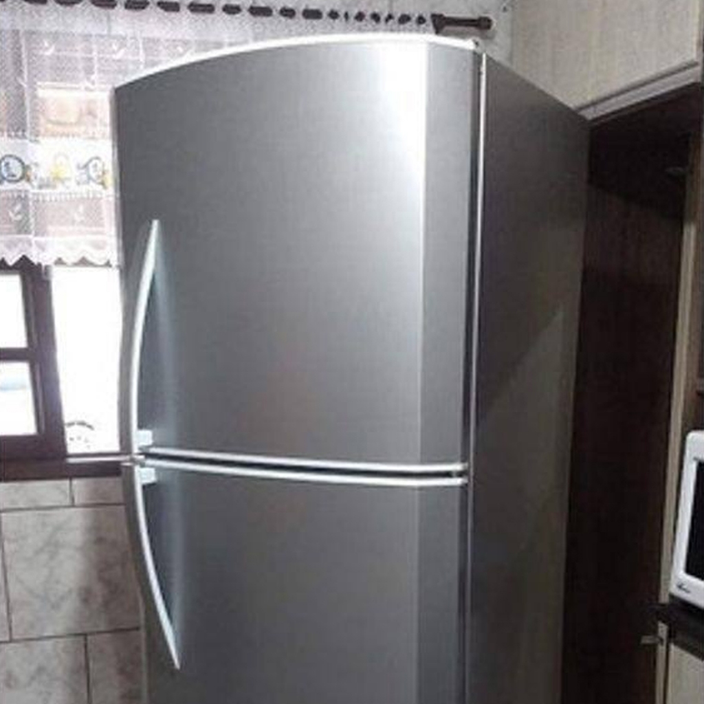 Adesivo Geladeira Prata Tipo Inox Brilhante Para Envelopar Geladeira Fogão Microondas Metalizado Aço